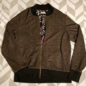 Lily White Womens Bomber Jacket With Floral Lining Medium